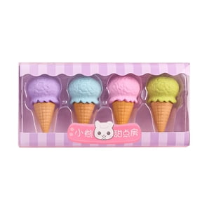 Food Erasers, Candy Eraser Set, 4 Pcs Cute Ice Cream Donut Erasers, Take Apart Puzzle Erasers, Creative Dessert Erasers, Fun Eraser Set for Office Home Party Favor, Assorted Food Shapes