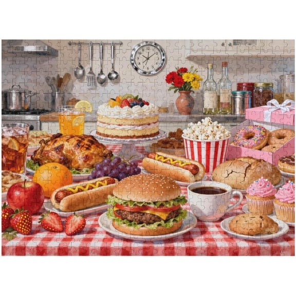 Food Feast Jigsaw Puzzles, Puzzles for Adults 500 Pieces,Banquet Impossible Challenging Puzzles Game, Home Decoration Puzzle, Interlock Perfectly No Dust