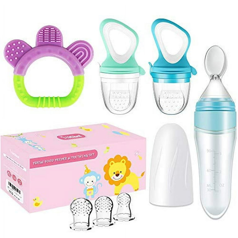Baby Food Feeder Set, Silicone Pacifier Feeder and Squeeze Spoon