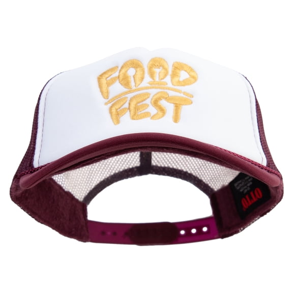 Food Fest Embroidered Foam Panel Mesh Snapback - Maroon White OSFM