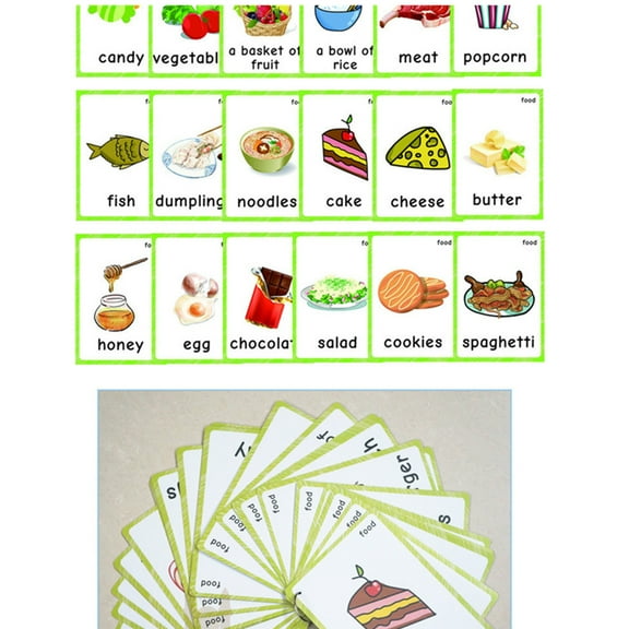 Food Flash Cards | Learning Toys Flashcards for Children Pre-K, Toddlers and Kids.(35Pcs/Set)