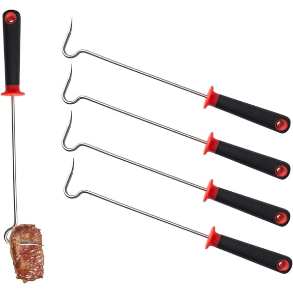 Food Flipper Turner Hooks, 5pcs Stainless Steel BBQ Meat Hooks Turners Hooks Grill Accessories for Grilling, Flipping and Turning Vegetables and Meats