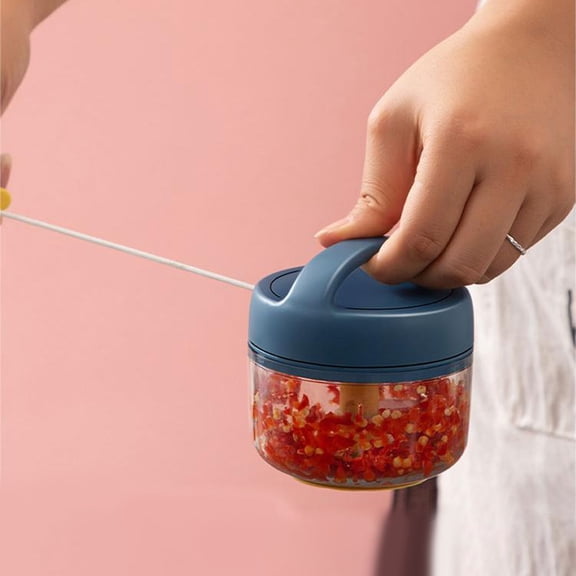 Food Food Manual Food Processor Vegetable Chopper Portable Hand Pull String Garlic Mincer And Onion Cutter For Veggies Fruits And More, 15X12X12CM, Blue Small