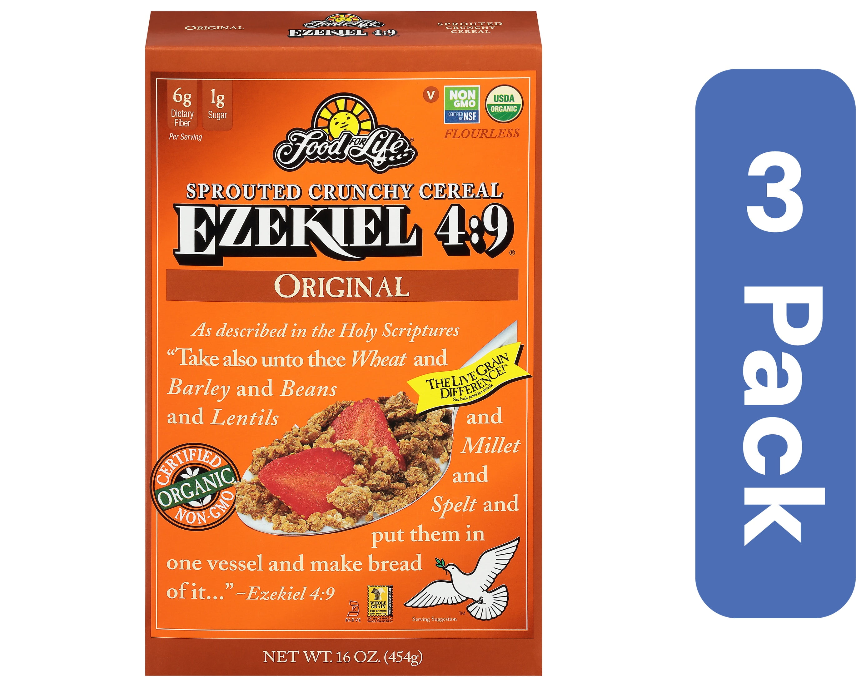 Food For Life Cereal Ezekiel Original Organic 16 oz (Pack Of 3)