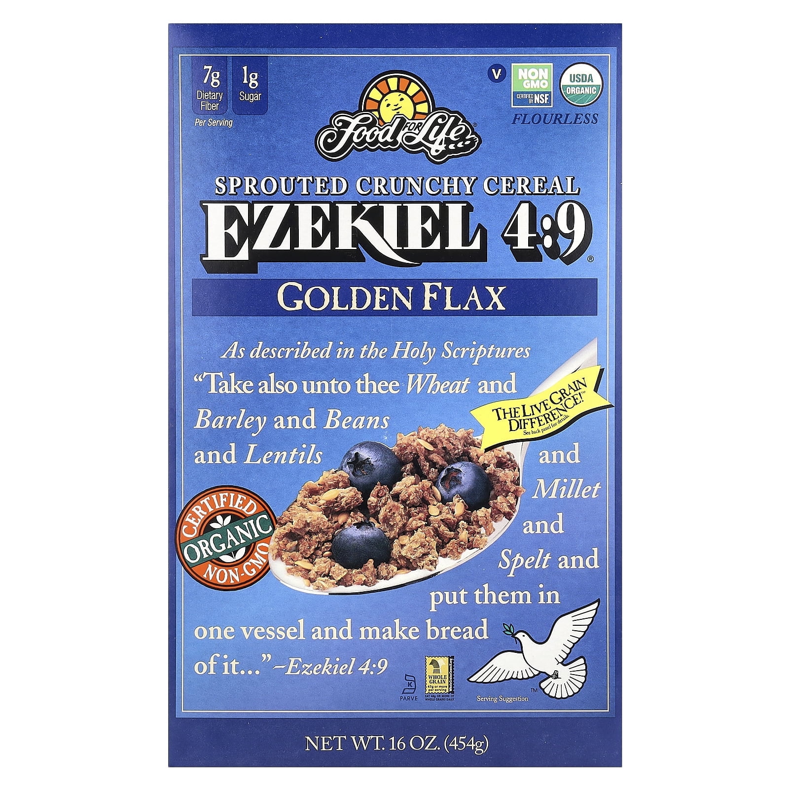 Food For Life Ezekiel 4:9 Organic Golden Flax Cereal, High Fiber
