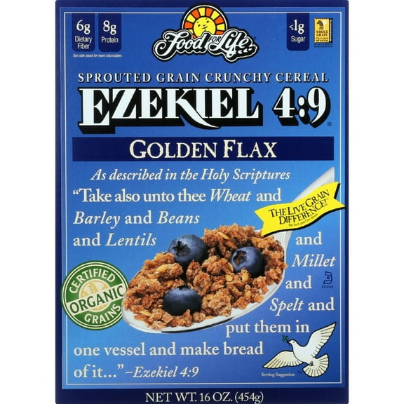 Food For Life Ezekiel 4:9 Organic Sprouted Grain Cereal, Golden Flax, 16-Ounce Boxes (Pack of 12)