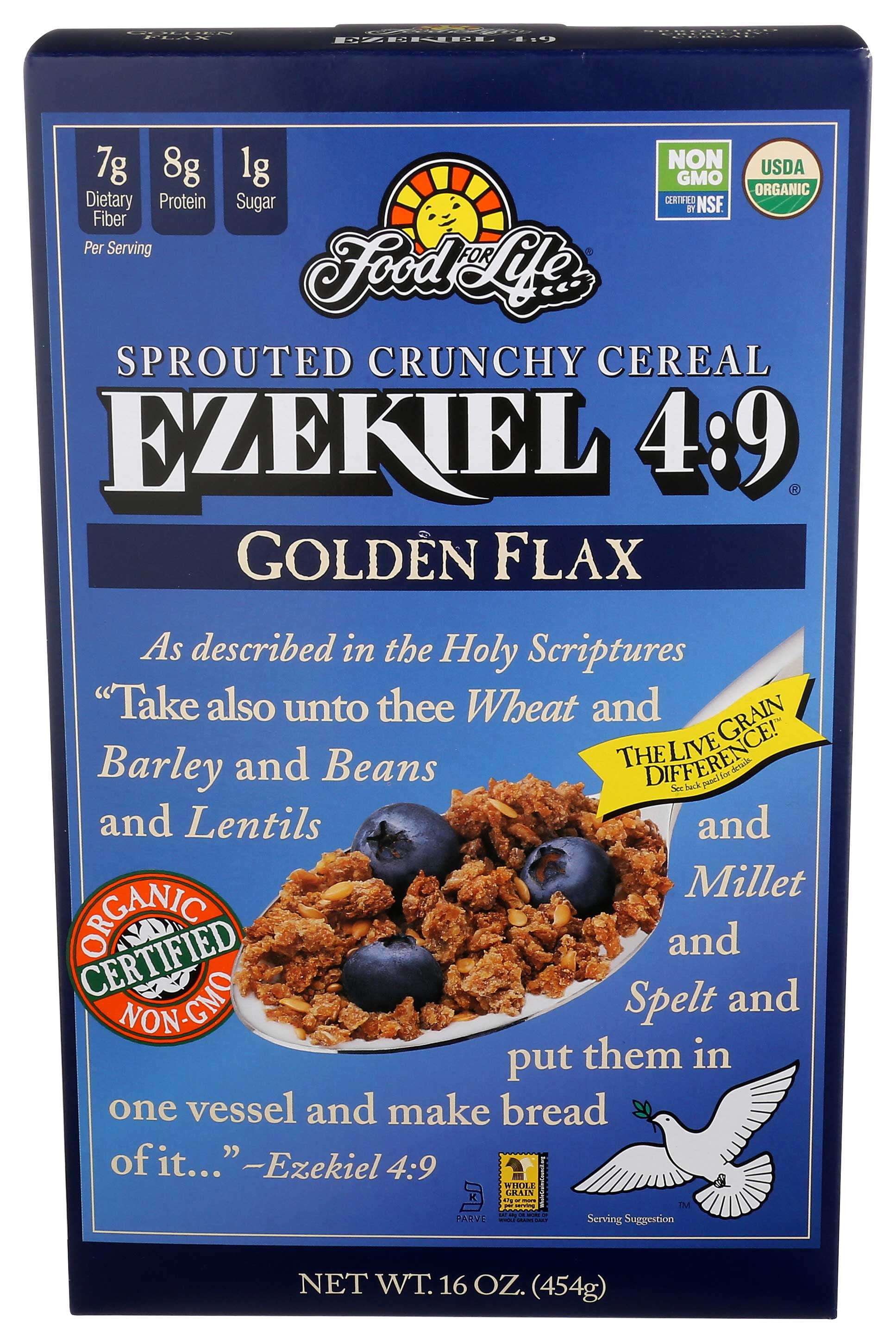 Food For Life Ezekiel 4:9 Organic Sprouted Grain Cereal, Golden Flax, 16-Ounce Boxes (Pack of 6)
