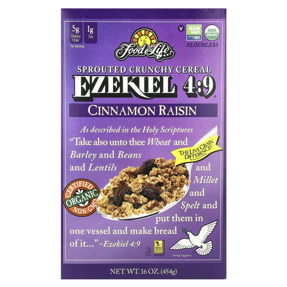 Food For Life Ezekiel 4:9 Sprouted Grain Crunchy Cereal Cinnamon Raisin, 16.0 oz