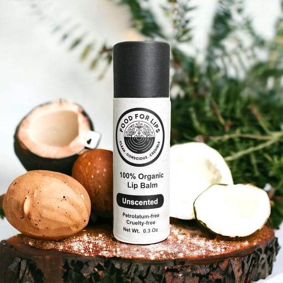 Food For Lips 100% Organic Unscented Lip Balm | 0.4 oz | 1 ct | Compostable Packaging