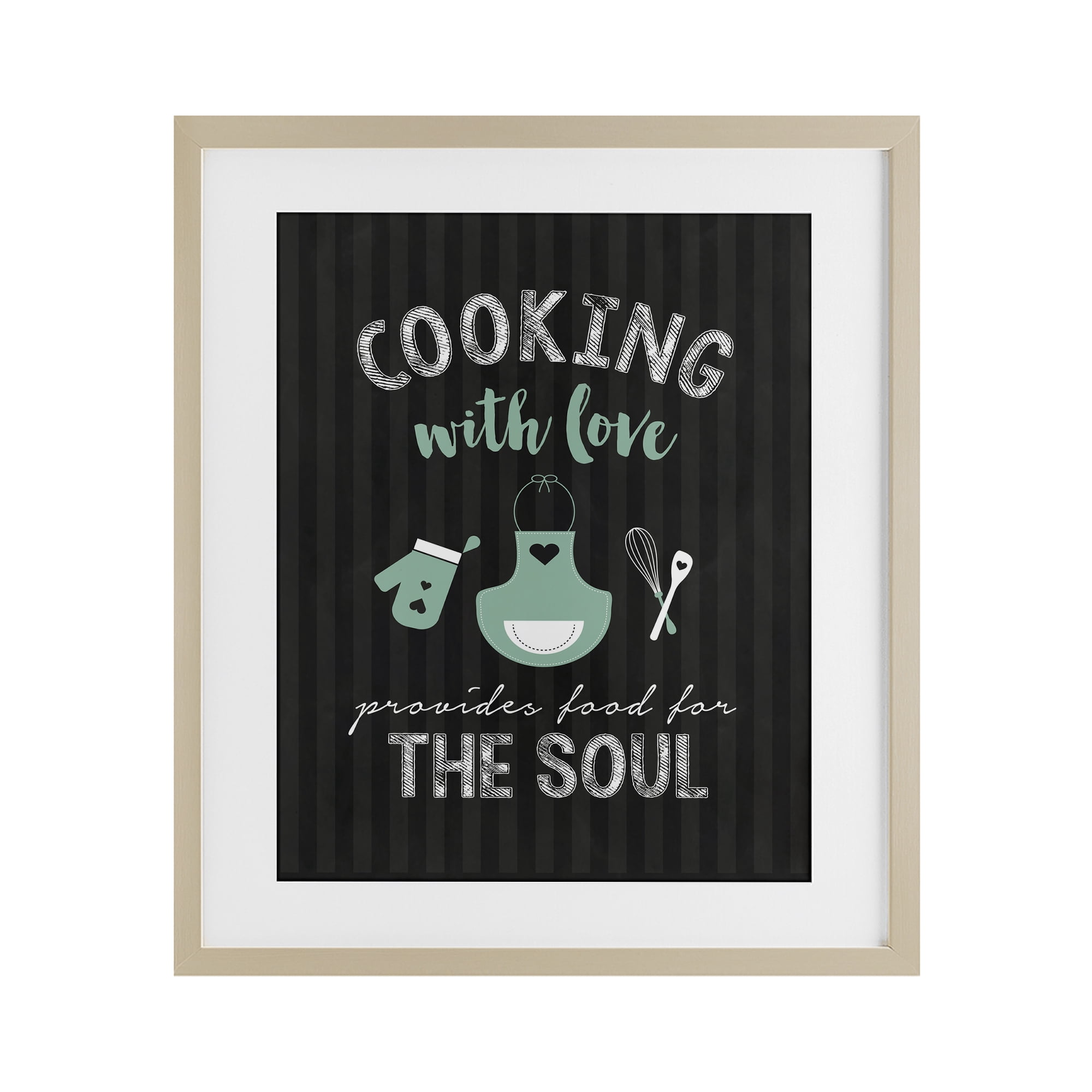Food For Soul Black & Green Birch Framed Print Under Glass, design by Lettered and Lined