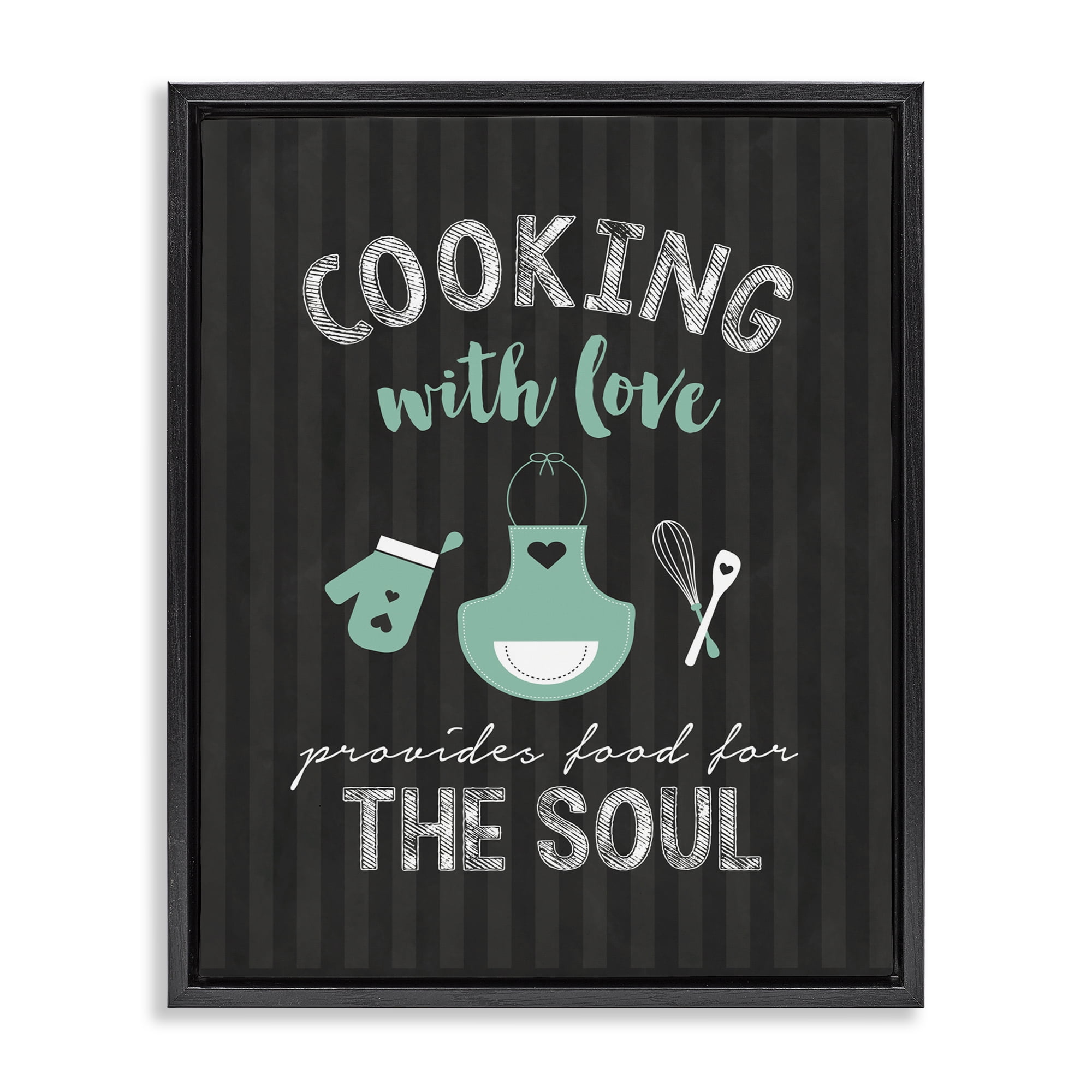 Food For Soul Black & Green Black Framed Floater Canvas Wall Art, design by Lettered and Lined