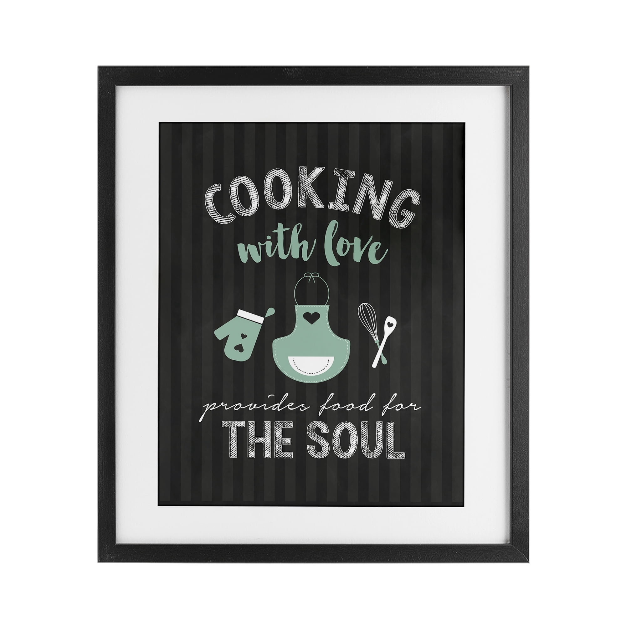 Food For Soul Black & Green Black Framed Print Under Glass, design by Lettered and Lined