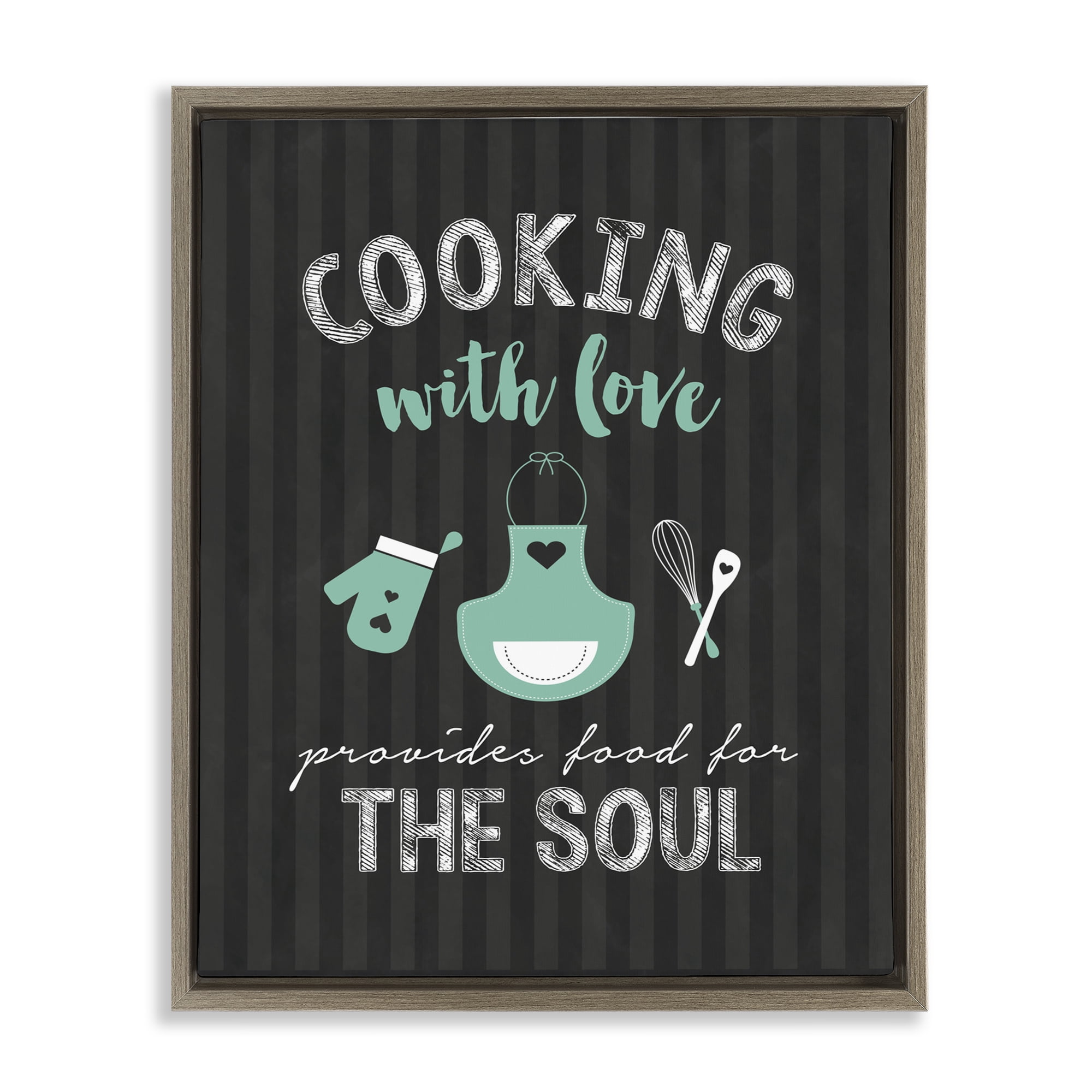Food For Soul Black & Green Brown Framed Floater Canvas Wall Art, design by Lettered and Lined