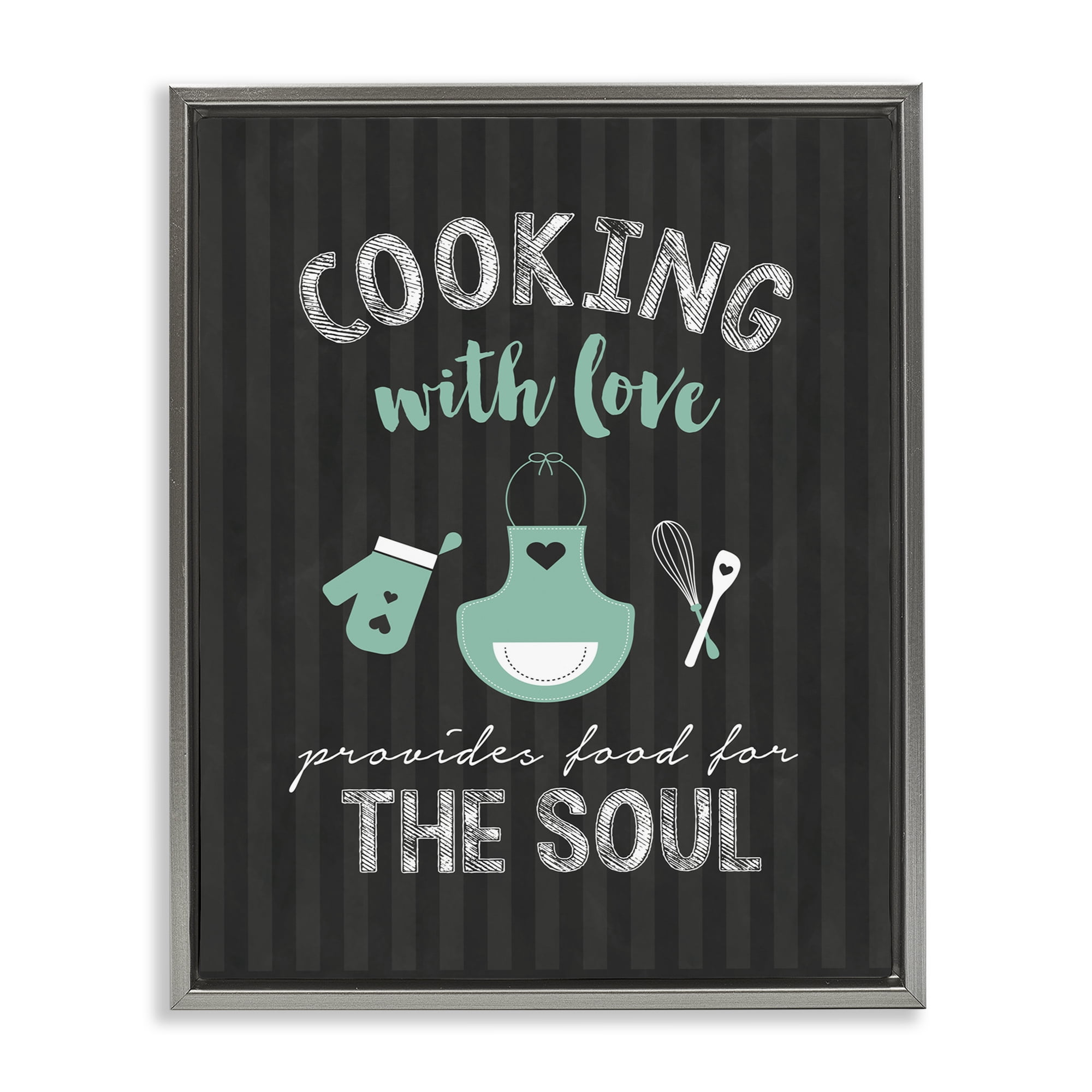 Food For Soul Black & Green Gray Framed Floater Canvas Wall Art, design by Lettered and Lined