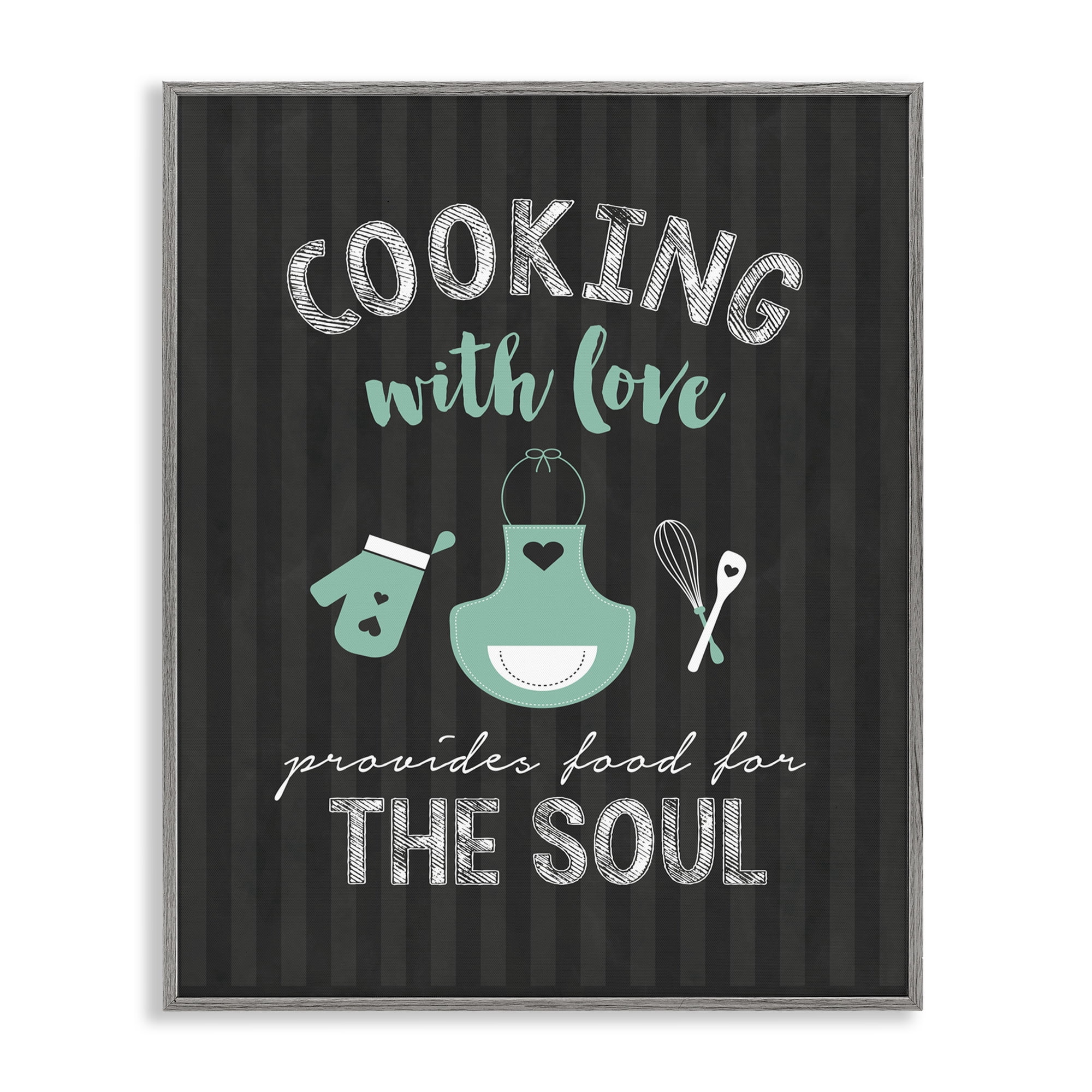 Food For Soul Black & Green Gray Framed Giclee Art, design by Lettered and Lined