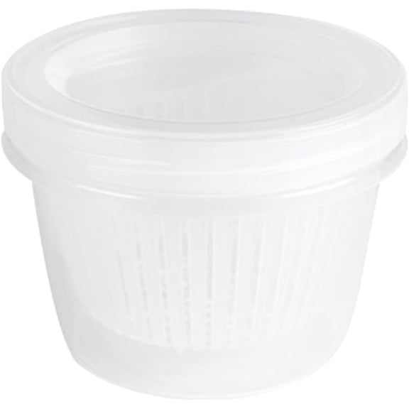 Food Fresh Box,Double Layer Vegetables Sealed Box,Portable Storage Container,White Circular Preservation Box for Salad,Berry,Lettuce,Vegetables,Meat