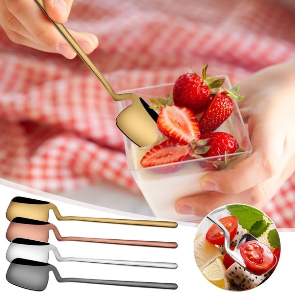 Food-Grade 304 Stainless Steel Hanging Coffee Spoon Set - Long-Handled Mixing Stirrers with Cup-Rim Hooks for Coffee/Tea/Fruit, Ideal for Home/Café/Baking & Kitchen Counter, 5.51*1.1in, Black