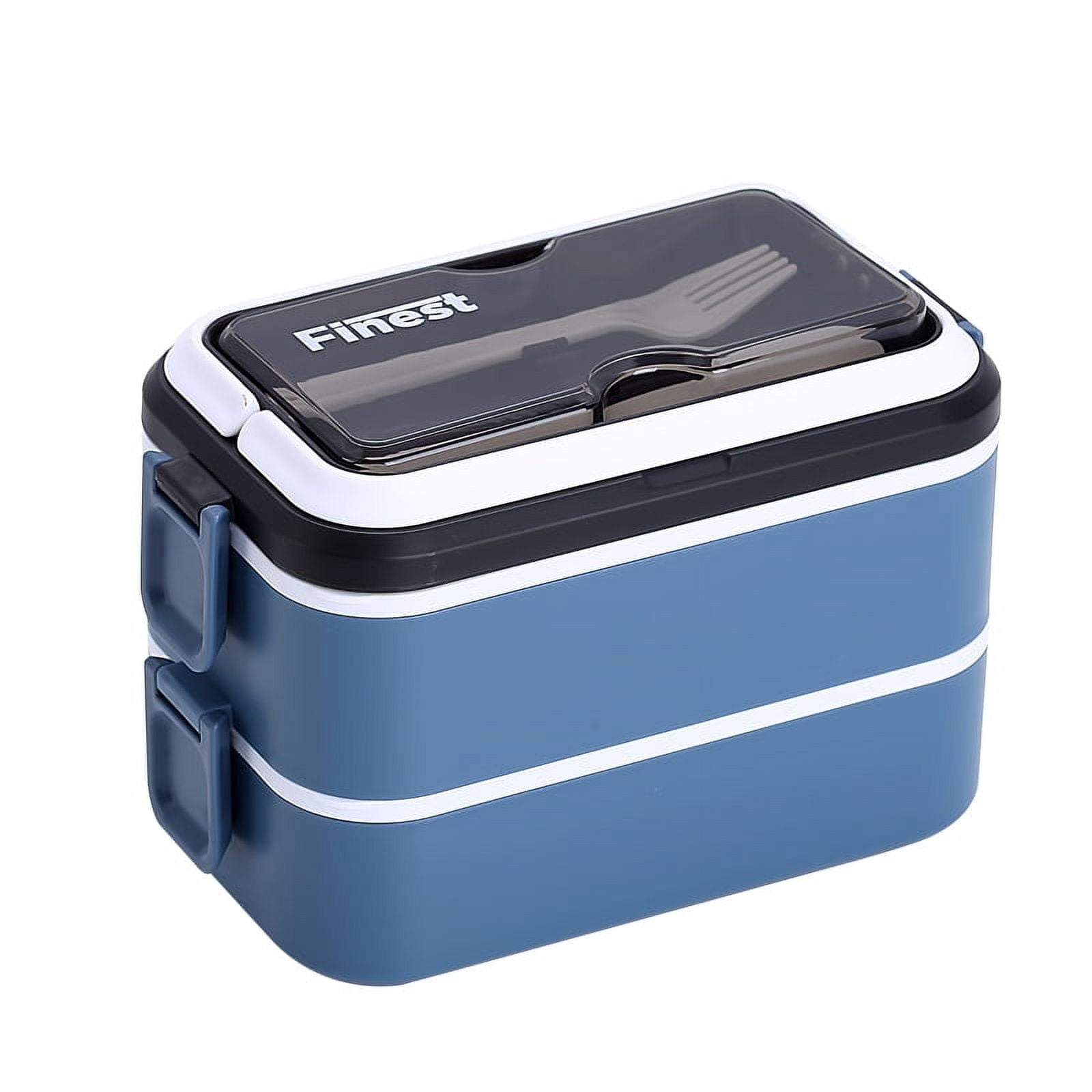 Stackable lunch box Stainless steel with 3 Compartments, Reusable Utensils, Leak resistant,1400 ML Capacity, Microwave safe bento box