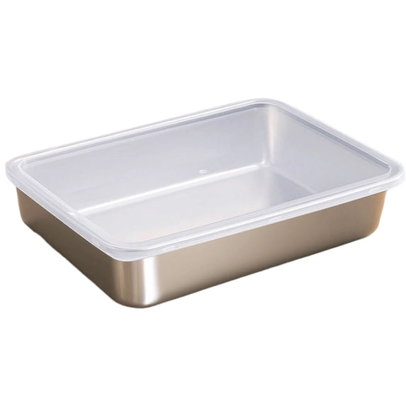 Food Grade 304 Stainless Steel Prep Tray With Lid For Kitchen Cooking Baking Marinating Serving Organizing