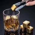 thumbnail image 1 of Food Grade 316 Stainless Steel Gold Ice Cube Kitchen Untensil Set Whiskey Stones Beer Cubes Cola Ice Liqueur Frozen Drink Metal Ice Cubes Food Grade Reusable Ice Cubes Chilling, 1 of 3