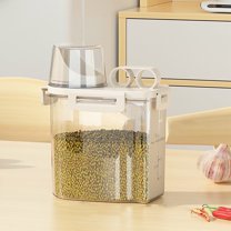 Food Grade 5-Grain Storage Container | Transparent Airtight Sealing Bucket with Measuring Cup Lid & Handle for Rice, Flour, Kitchen Pantry Organization
