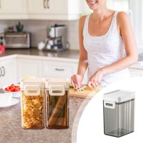 Food-Grade Airtight Storage Containers with Measuring Spoons - Stackable Kitchen Canisters for Cereals, Coffee, Flour, Sugar & Dry Goods, Transparent Plastic