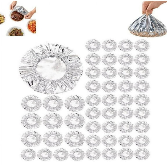 Food Grade Aluminum Foil Insulation Cover | Heat Resistant Kitchen Preservation Film | Multipurpose Cooking & Baking Cover | 50-Pack