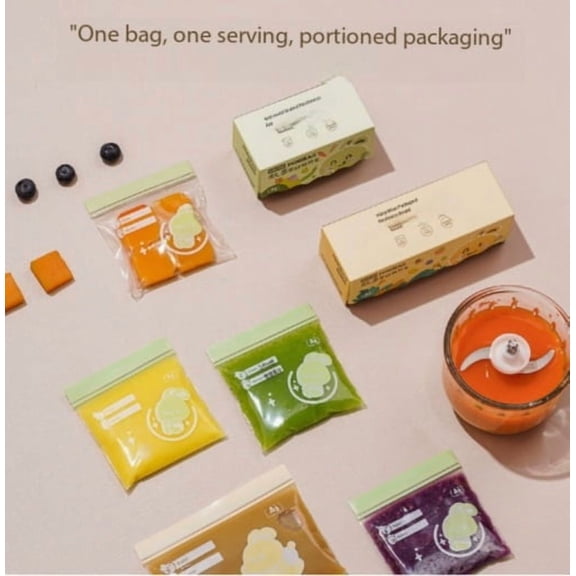 Food-Grade Baby Food Packaging Bags - 72 Sealed Ziplock Bags for Storing Baby Snacks