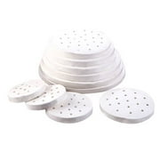 Food Grade Bamboo Steamer Liners - Non-Stick 100Pcs 4 Inch Air Fryer Parchment Paper for Dumplings, Buns | Pre-Cut, Perforated, Disposable Baking