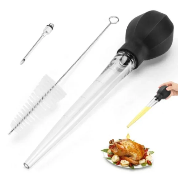 Food Grade Cooking Syringe Baster W/Detachable Bulb Brush - Kitchen Basting Tool