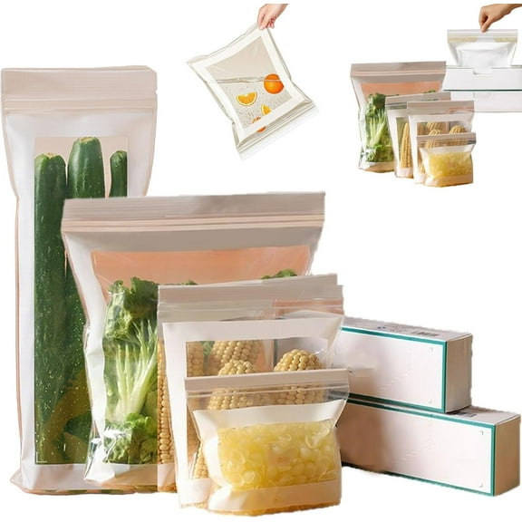 Food Grade Fresh-Keeping Bags, Food Storage Bags, Reusable Clear Plastic Bag for Fruit Vegetable Refrigerator Storage Kitchen