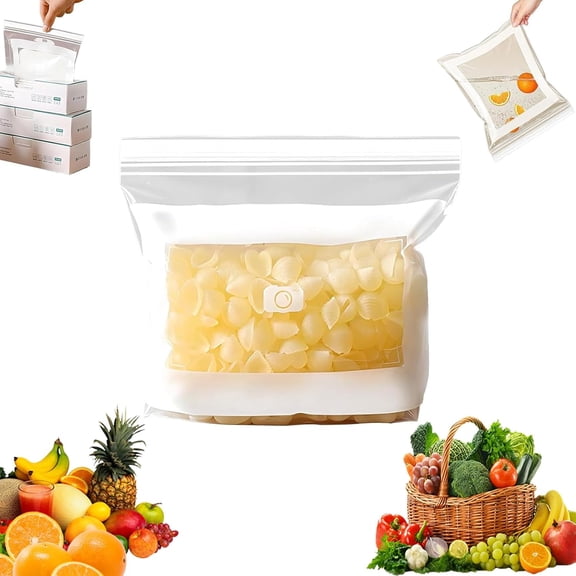 Food Grade Fresh-Keeping Bags, Long Sealed Bags For Vegetables, Food Storage Bags, Double Seal Reusable Produce Bag, for Fruit Vegetable Refrigerator Storage Kitchen