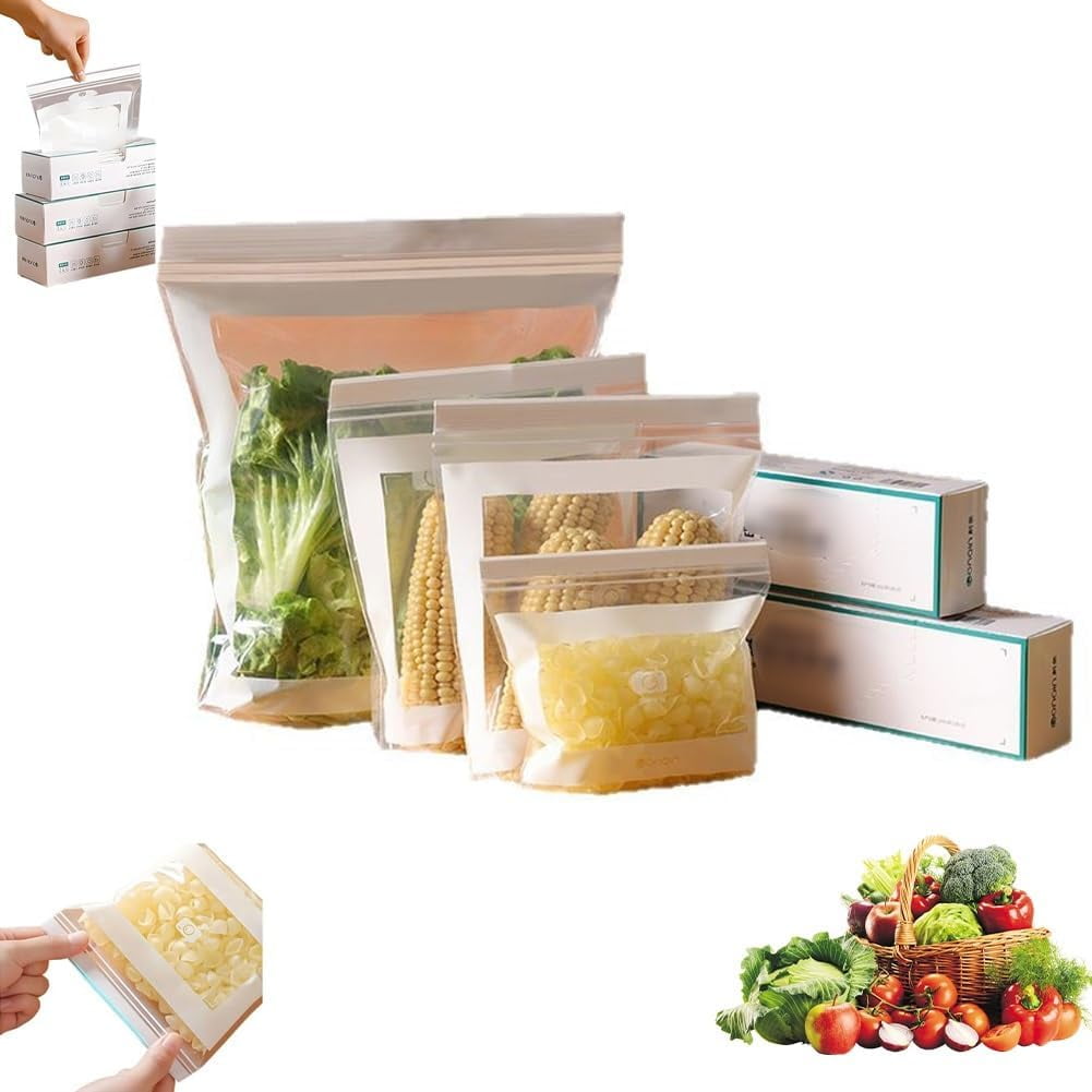 Food Grade Fresh-Keeping Bags, Reusable Slider Freezer Long Sealed Bag, Fridge Covers for Vegetables and Meat Bags, Plastic Produce Bag, Food Storage Bages for Fruit Vegetable Kitchen