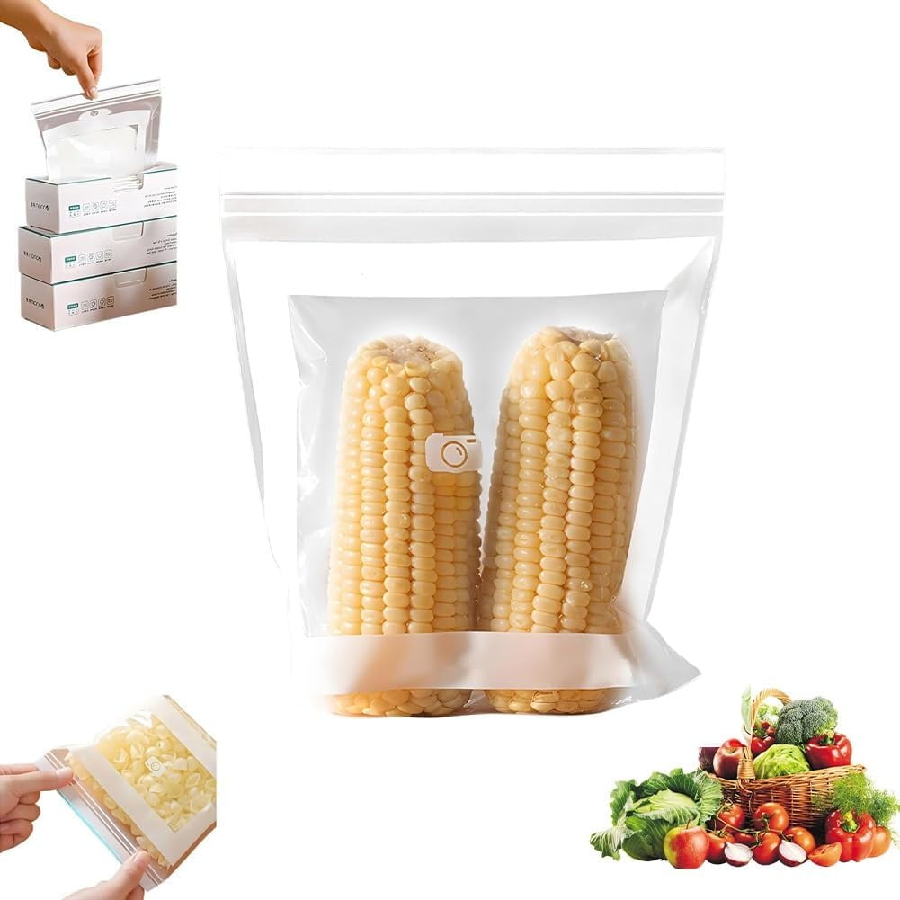 Food Grade Fresh-Keeping Bags, Reusable Slider Freezer Long Sealed Bag, Fridge Covers for Vegetables and Meat Bags, Plastic Produce Bag, Food Storage Bages for Fruit Vegetable Kitchen