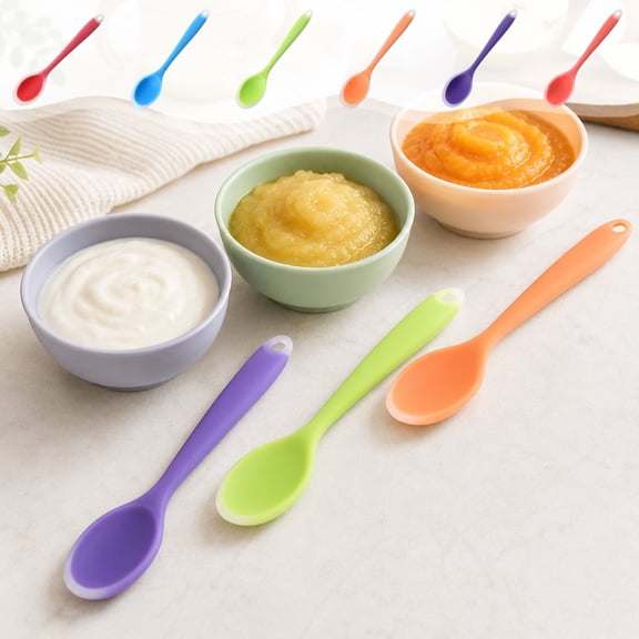 Food-Grade High Temperature Resistant Silicone Spoons, Non-Stick Kitchen Utensils, Multi-Purpose Cooking Tools for Stirring Ingredients/Baking Production/Daily Food Serving in Home Kitchen, Orange