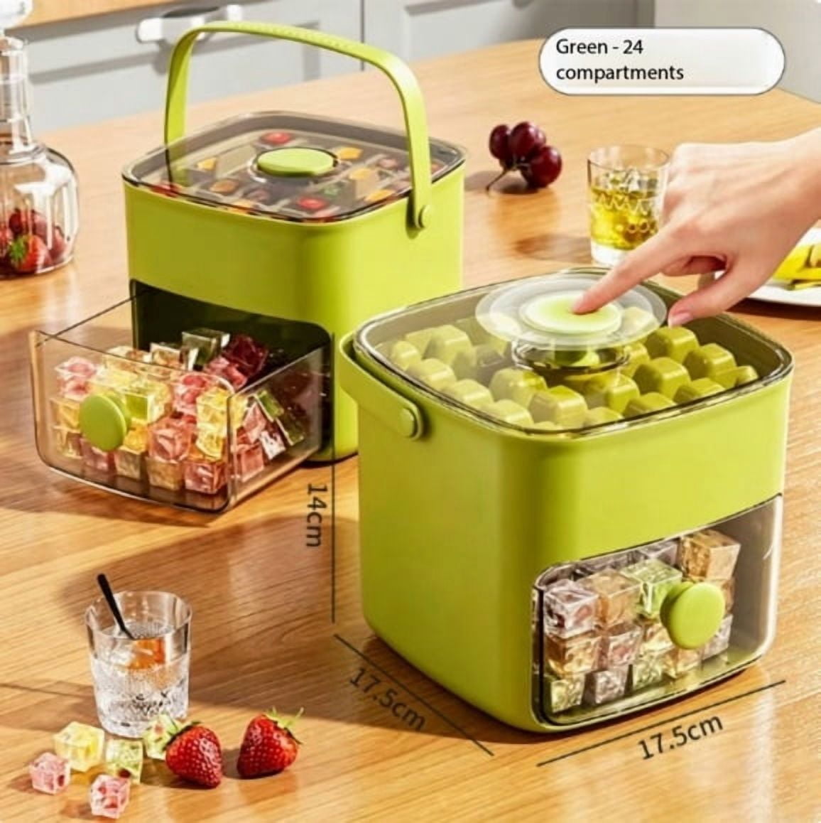 Food-Grade Ice Cube Tray with Lid - Large Capacity Press Type Ice Maker for Home Freezer Storage