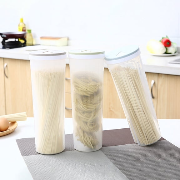 Food-Grade Large-Capacity Noodles Storage Container - Airtight Freshness-Sealed Jar for Hanging Noodles/Pasta, Kitchen Countertop Storage Bucket, Essential Pasta Organization Tool, 11*4in, Green