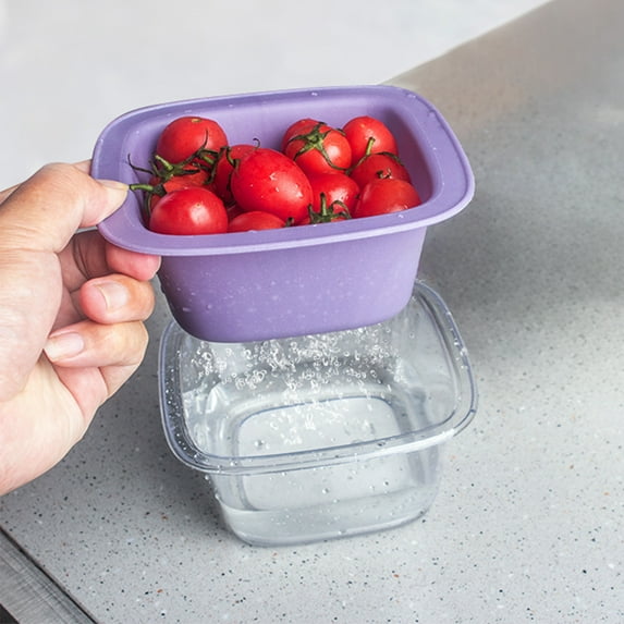 Food Grade Large Double Drainage Basket, 14.5cm Plastic Sink Filter Vegetable Fruit Storage Basket