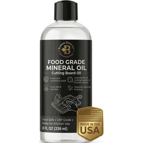 Food Grade Mineral Oil for Wood Cutting Board, 8 oz Cutting Board Oil for Wood and Bamboo, Butcher Block Oil and Wood Conditioner for Kitchen Utensils and Countertops