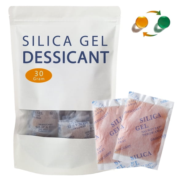 Livease 30 Gram 10 Packets Silica Gel Desiccants, Rechargeable Food Safe Silica Gel Packets