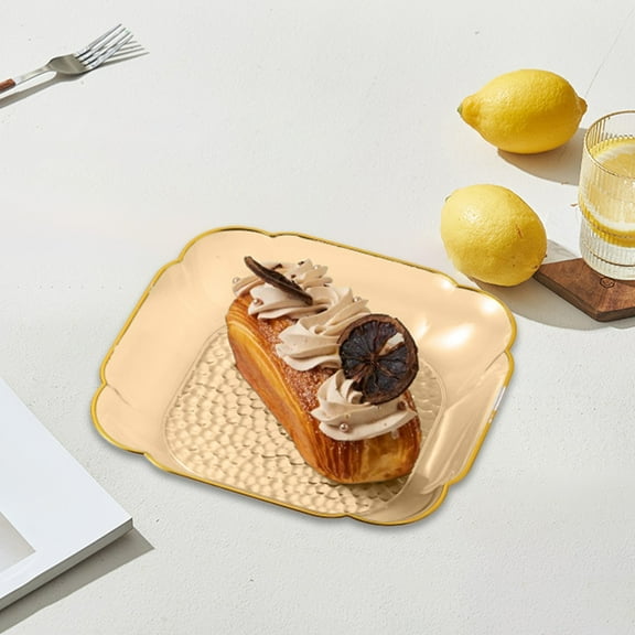 Food Grade Non Slip Party Fruit Tray, Thickened Pvc Plastic Serving Platter for Fresh Fruits Snacks Candy Melon Decor Living Room Dining Table Decor (Orange)