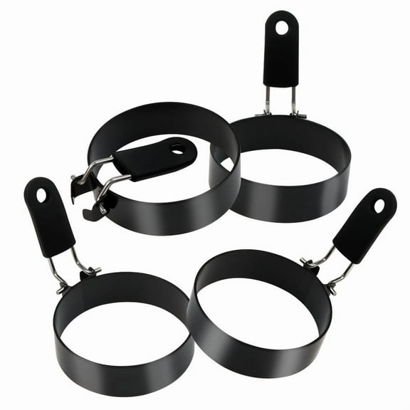 Food-Grade Non-Stick Stainless Steel 4-Pack 3" Round Egg Rings - For Griddle, Grill, Stovetop, Camping, Easy Clean