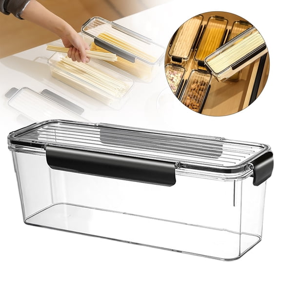 Food-Grade Noodle Storage Box, Black Tall Container For Pasta And Dried Noodles