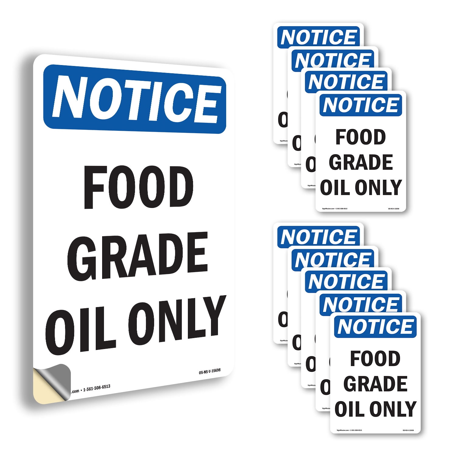 Food Grade Oil Only OSHA Notice Vinyl Decal Label 10 Inch x 7 Inch - 10 ...