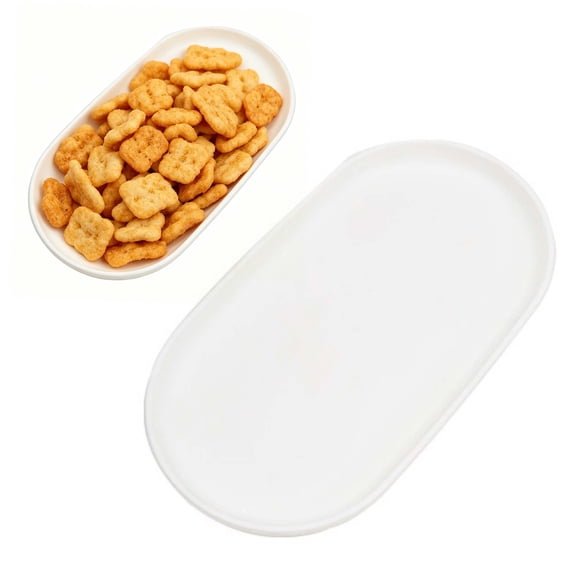 Food Grade Oval Dessert Tray Decorative Dining Tray Multipurpose Kitchen Storage Dish Breathable Snack Server Easy-Clean Food Holder Smooth Edge Dinner Serving Plate Reusable Food Serving Platter