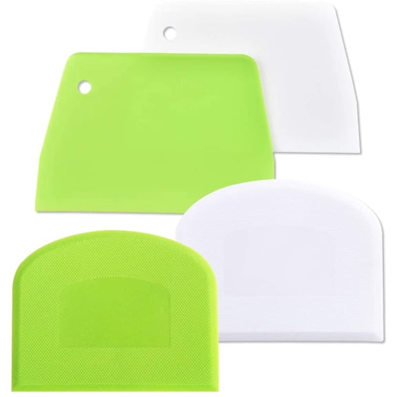 Food Grade Plastic, 4 Pieces, Bench Scraper, Kitchen Scraper, Bakingware, Pizza, Bread, Dough & Cake