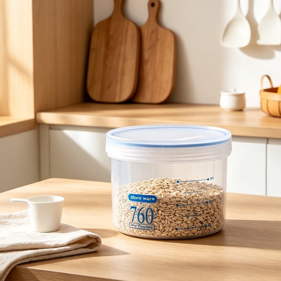 Food-Grade Plastic Cylindrical Airtight Storage Jar with Lid, Multipurpose Kitchen Sealed Container Canister for Powdered Milk Grain, 1-Pcs