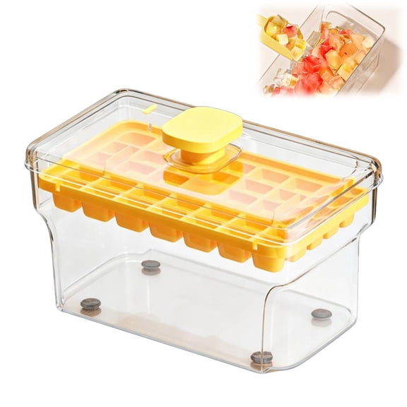 Food Grade Press Ice Cube Tray with Lid, Quick Freeze Ice Making Storage Box, Household Refrigerator Ice Mold Container