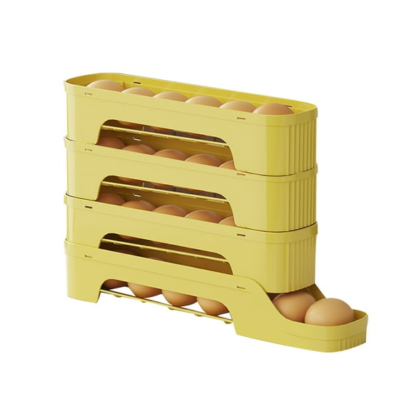 Food Grade Refrigerator Egg Holder Large Capacity Sliding Tray Auto Roll Design Stackable Storage Container For Fridge Organization