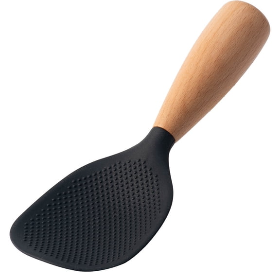 Food Grade Rice Spoon - with Silicone and Wooden Handle,Heat Resistant,Non-Stick,for Serving Rice